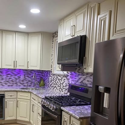 Light kitchen with an accent island — photo 1 of 5, by GT Stone and Cabinets Installation in South Amboy, NJ