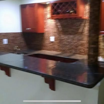 Cherry cabinets, black granite — photo 3 of 5, by GT Stone and Cabinets Installation in South Amboy, NJ