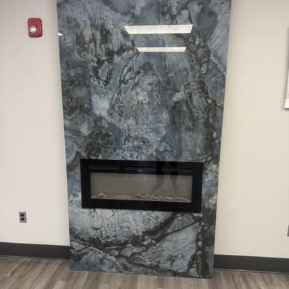 Grey-blue cabinets, quartzite counters — photo 2 of 13, by GT Stone and Cabinets Installation in South Amboy, NJ