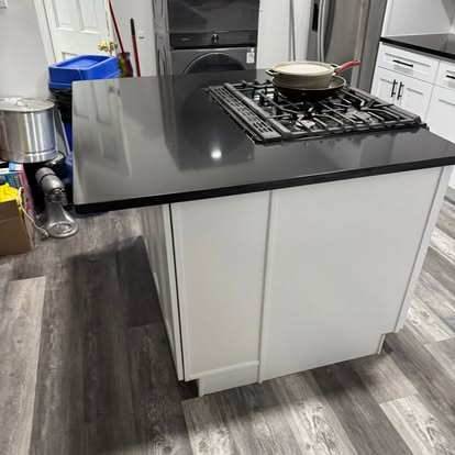 White kitchen, black-and-white quartz — photo 6 of 13, by GT Stone and Cabinets Installation in South Amboy, NJ