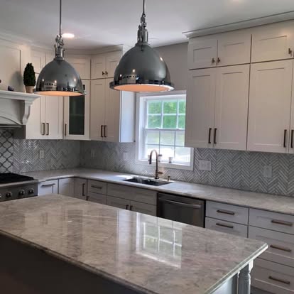 White kitchen, brass fixtures, arabesque backsplash — photo 8 of 19, by GT Stone and Cabinets Installation in South Amboy, NJ