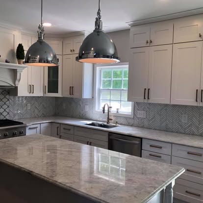 White cabinets, grey granite — photo 2 of 2, by GT Stone and Cabinets Installation in South Amboy, NJ