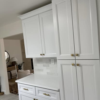 Bright white kitchen under a skylight — photo 1 of 9, by GT Stone and Cabinets Installation in South Amboy, NJ