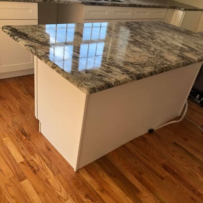 White cabinets, Viscont White granite — photo 1 of 10, by GT Stone and Cabinets Installation in South Amboy, NJ