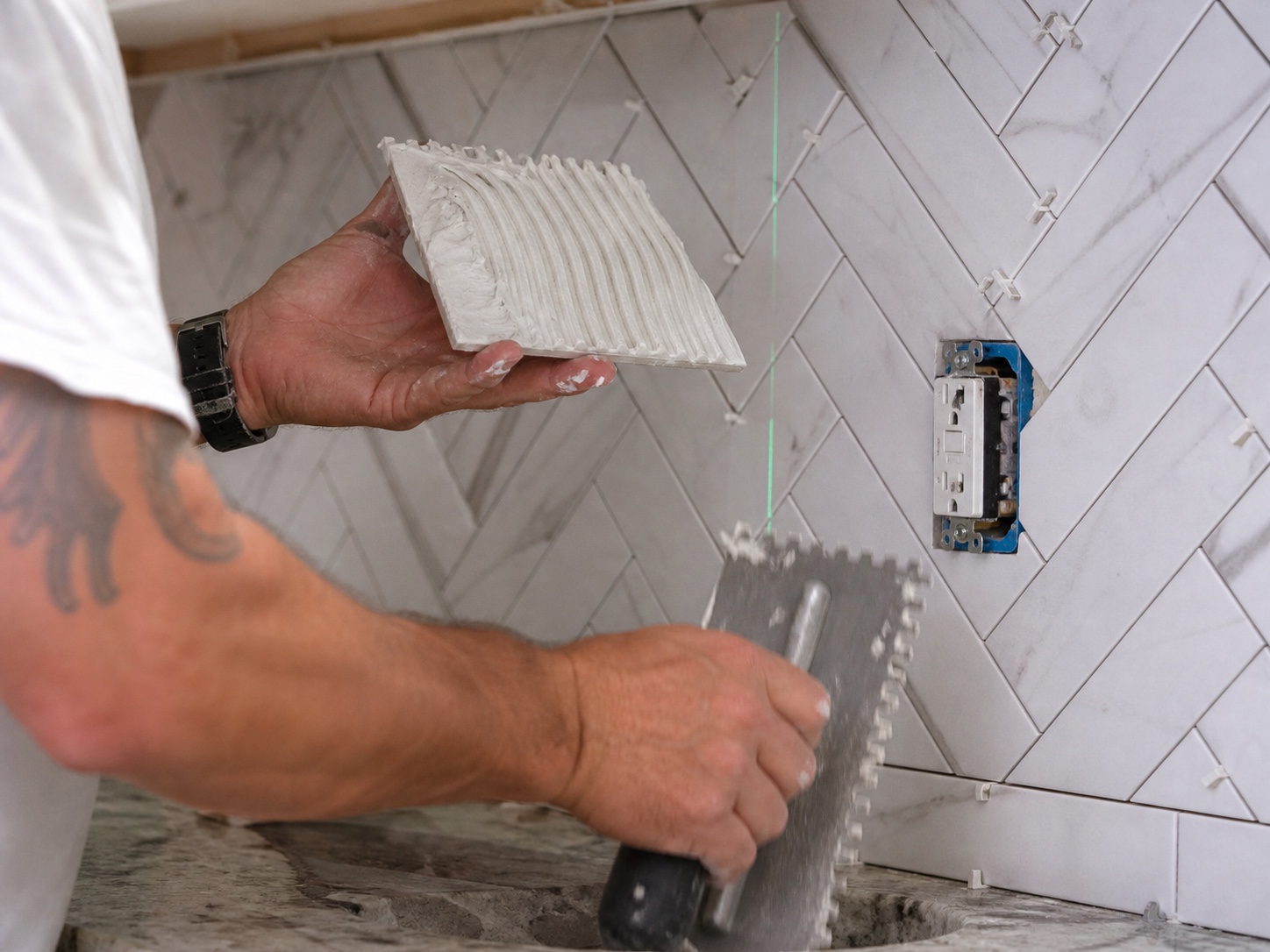 Backsplash Installation in South Amboy, NJ by GT Stone and Cabinets Installation